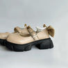 Chunky Platform Beige Mary Jane Sandals with bow - ShoeMighty
