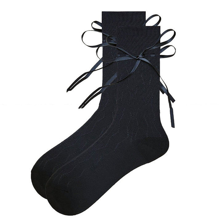 Coquette Socks With Bows in Black - ShoeMighty