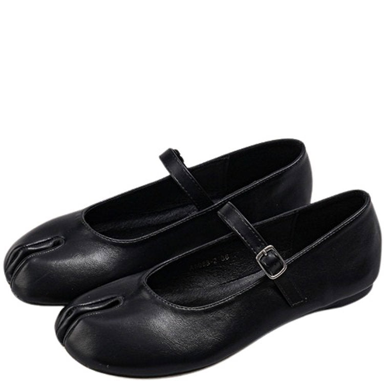 Self Made Tabi Ballet Flats in Black- ShoeMighty
