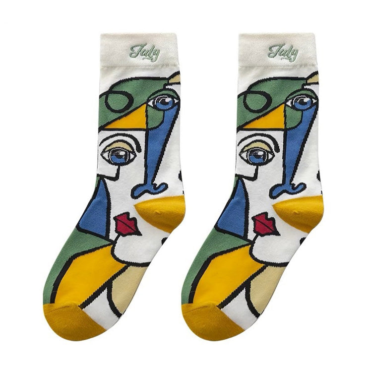 abstract face print socks shoemighty