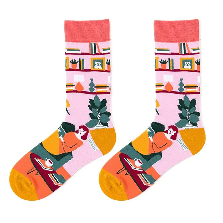 aesthetic reading girl socks shoemighty