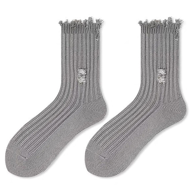 ash grey ripped socks shoemighty