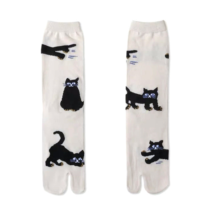 Black Cat Split Toe Tabi Socks - Split Toe Socks - Cat Socks