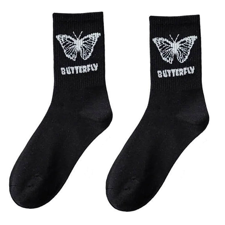 black butterfly print socks shoemighty