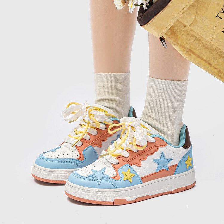  Blue & Orange aesthetic Star Sneakers - shop at ShoeMighty