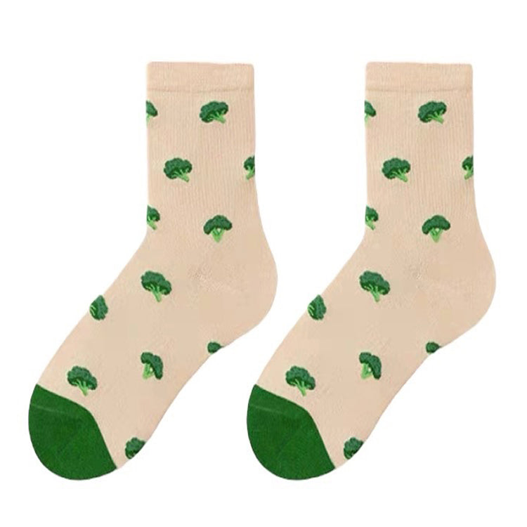 broccoli print socks shoemighty