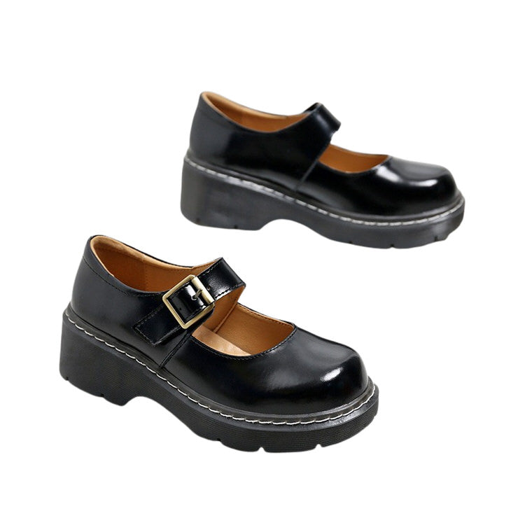 chunky mary jane shoes with buckle - shoemighty