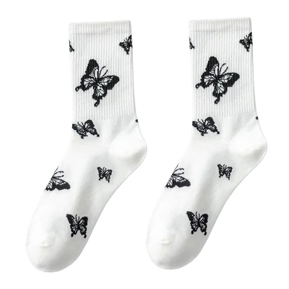 butterfly print white socks shoemighty