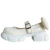 Chunky Platform White Mary Jane Sandals with bow - ShoeMighty