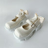 Chunky Platform White Mary Jane Sandals with bow - ShoeMighty