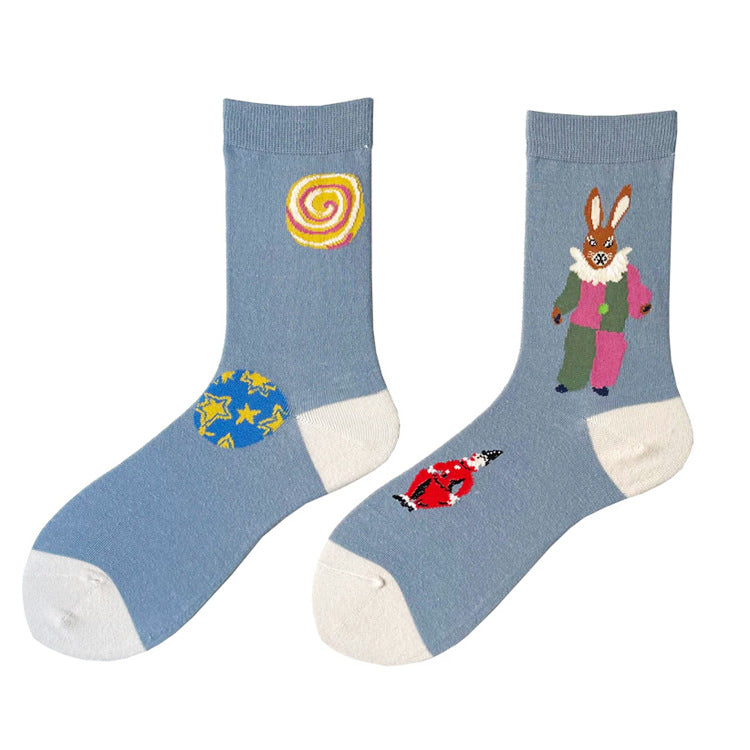 clown rabbit  embroidery socks shoemighty