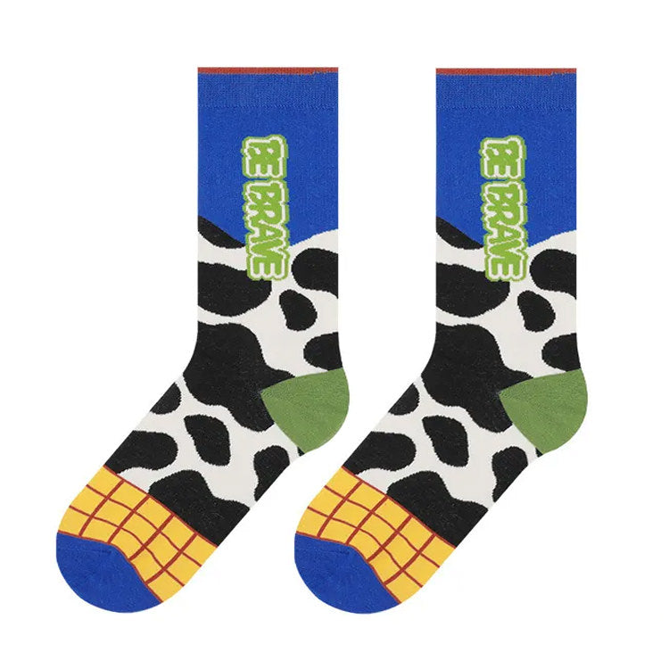 colorful cow print socks shoemighty