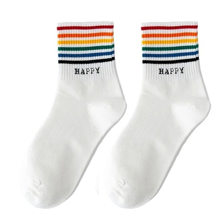 happy colorful stripes socks shoemighty