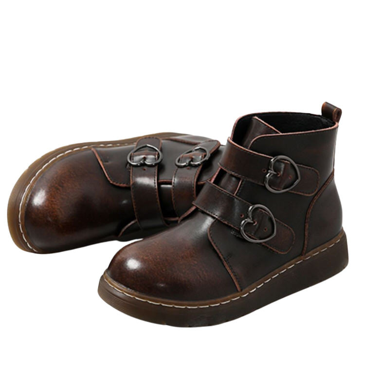 brown heart buckle boots shoemighty