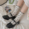 heart print ruffle trim socks shoemighty