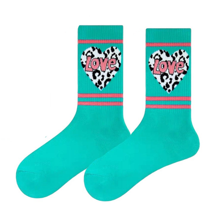 love heart cow print socks shoemighty