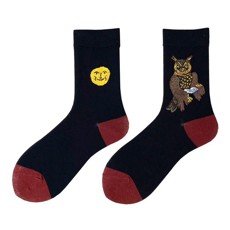 owl and moon socks shoemighty