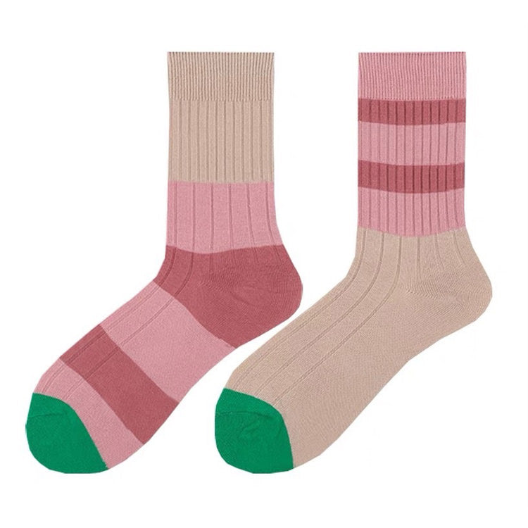 pink and beige striped socks shoemighty