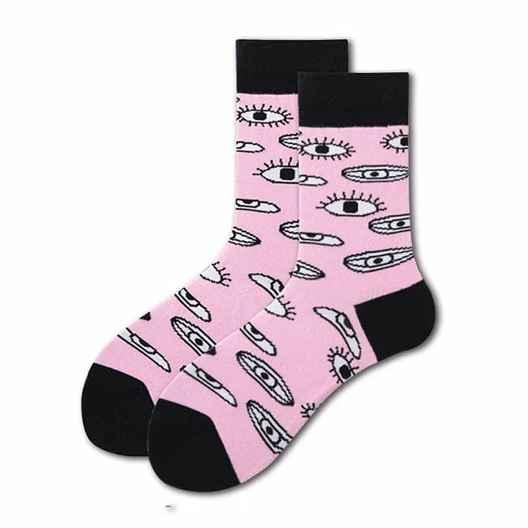 pink eyes print socks shoemighty