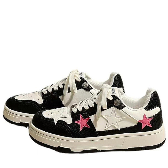 Bubblegum Pink Star Sneakers in Black - ShoeMighty