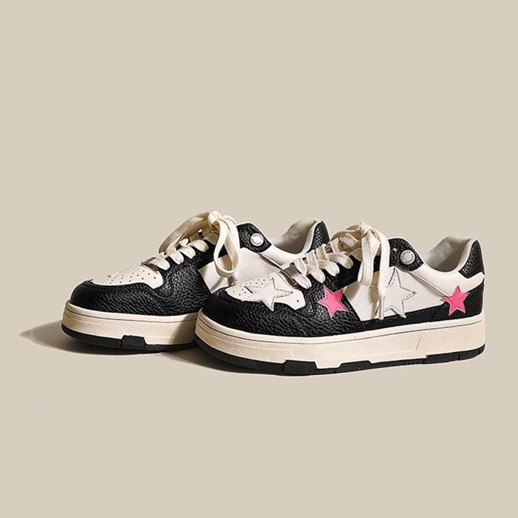 Bubblegum Pink Star Sneakers in Black - ShoeMighty