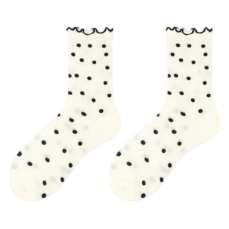 polka dots print trim socks shoemighty