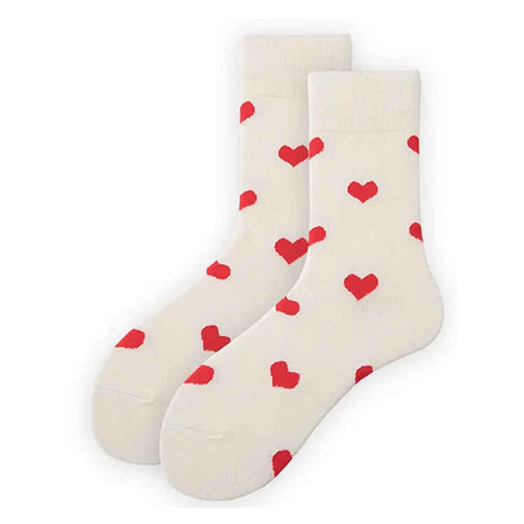 red hearts pattern socks shoemighty