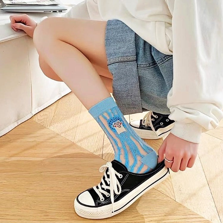 blue striped thin socks shoemighty