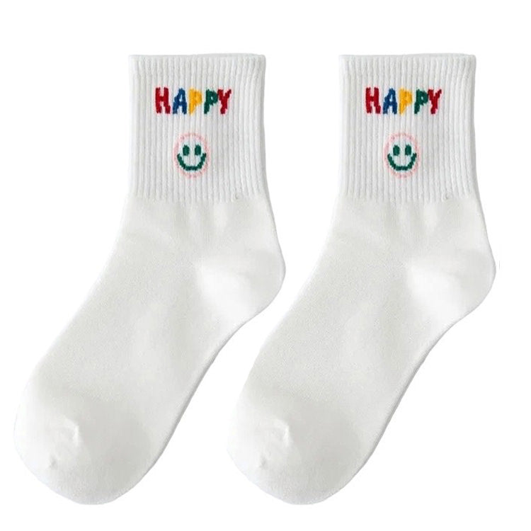 smile face ribbed socks shoemighty