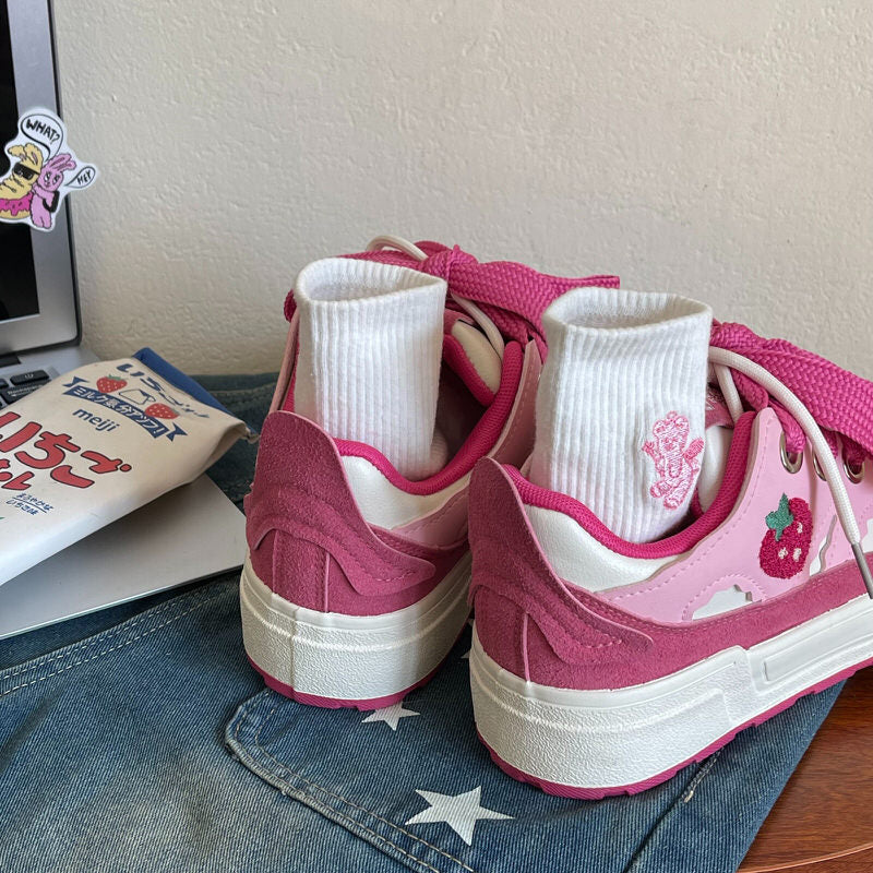 Strawberry Pink Sneakers - pink sneakers - strawberry sneakers - shoemighty