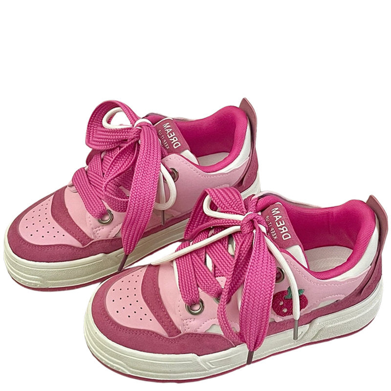 Strawberry Pink Sneakers - pink sneakers - strawberry sneakers - shoemighty