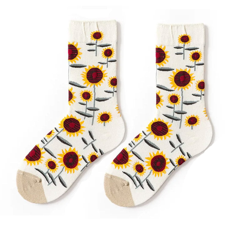 sunflowers print socks shoemighty