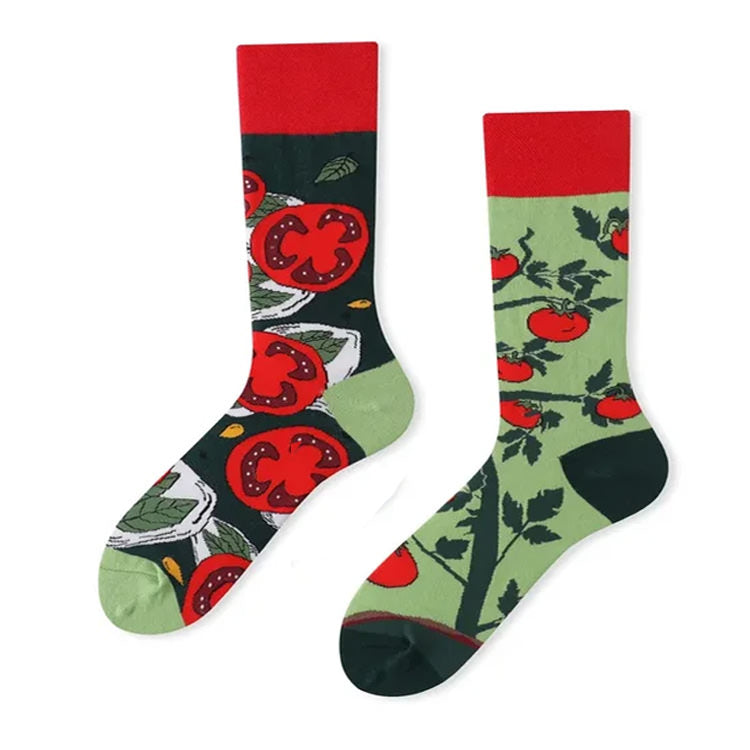 tomatoes print mismatched socks shoemighty