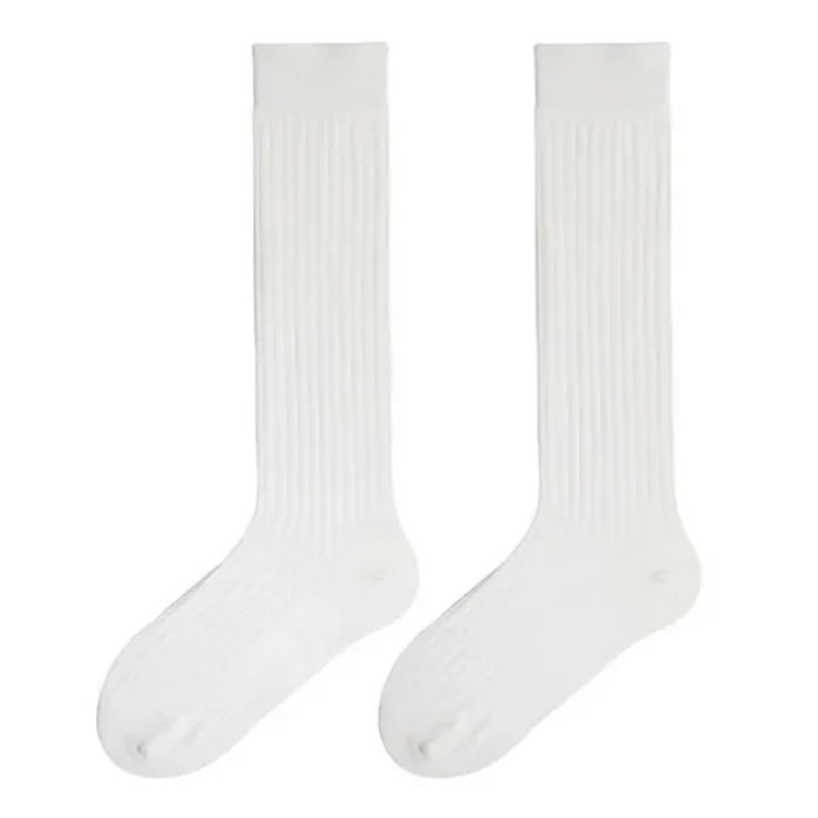 white ribbed knee high socks shoemighty